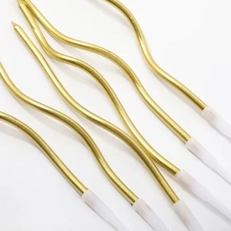 Gedrehte Kuchenkerzen, Gold, 11cm - 6 Stk.