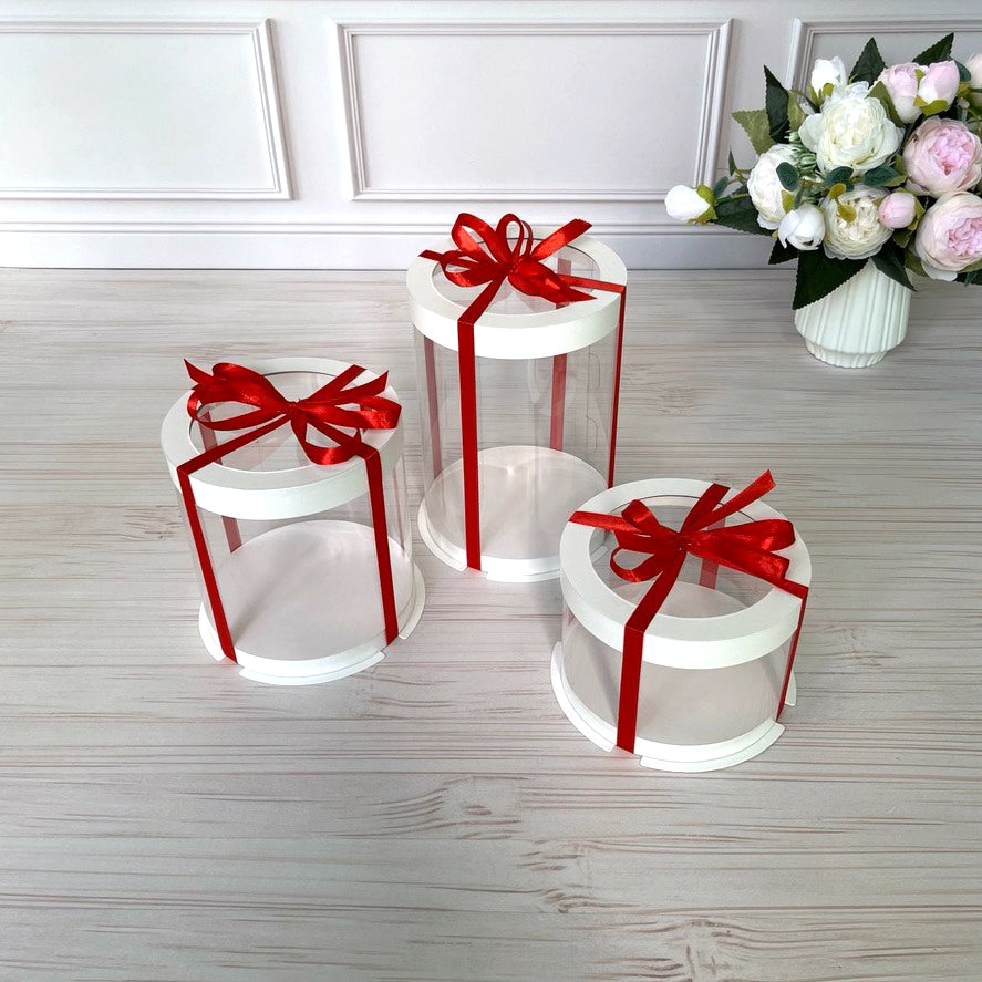 Tortenschachteln Transparent Rund mit Fenstern