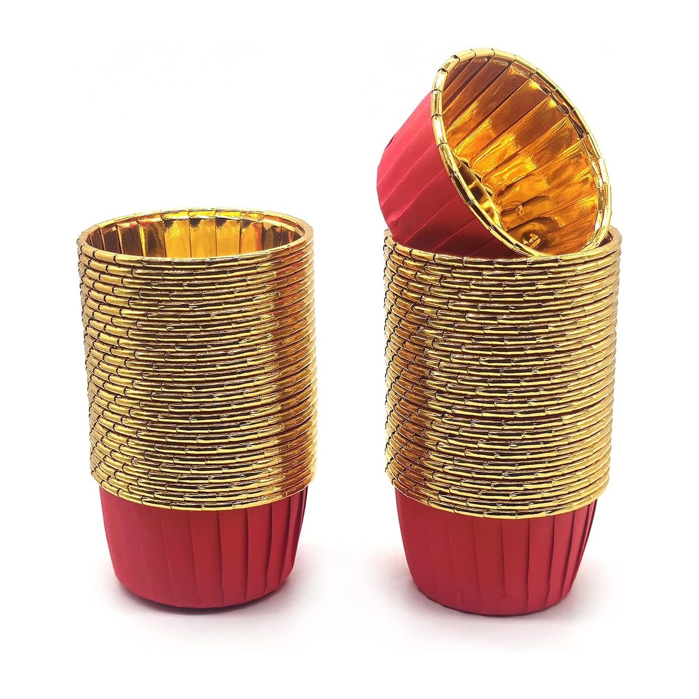 Cupcake / Muffin Backförmchen, 25 Stk – Rot/gold