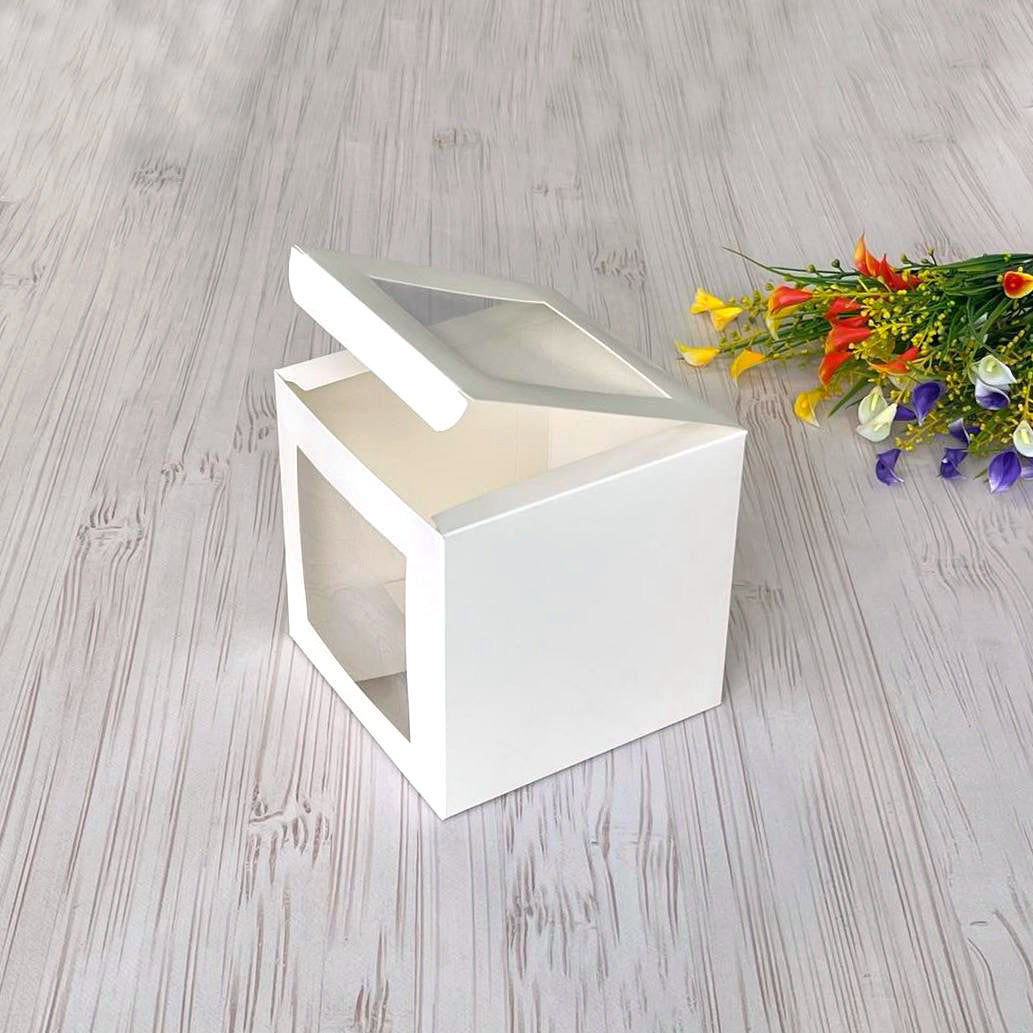 Tortenkarton 15×15×15 cm, mit Fenster, für Osterkuchen und Lebkuchenhaus, 5 Stk