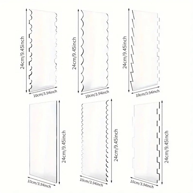 6er-Pack Acryl-Teigschaber, doppelseitig