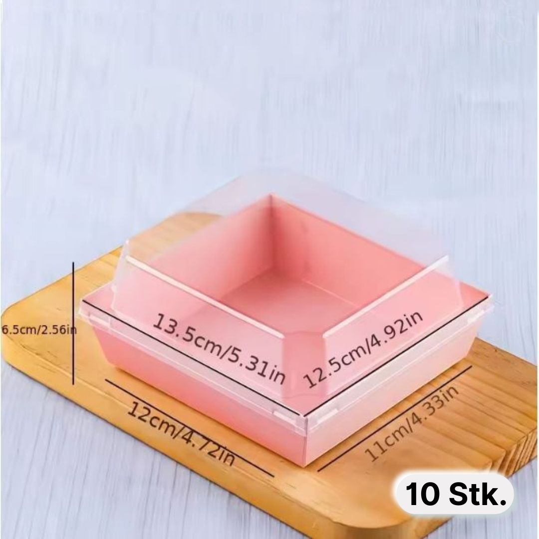 Transparente Dessertbox, 12×11×6,5 cm, rosa, laminiertes Karton, 10 Stk