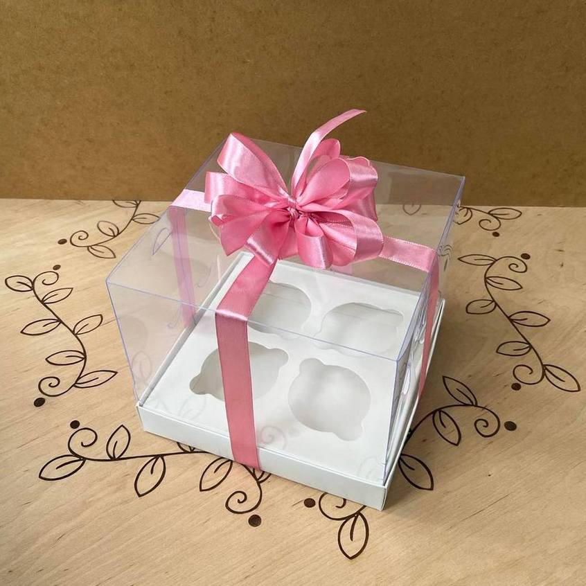 Transparente Box für 4 Cupcakes 180x180x200 mm/PET