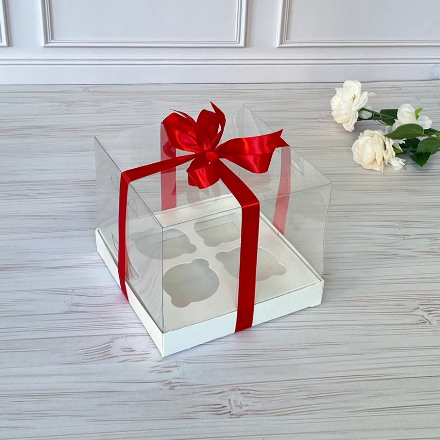 Transparente Box für 4 Cupcakes 180x180x150 mm/PET