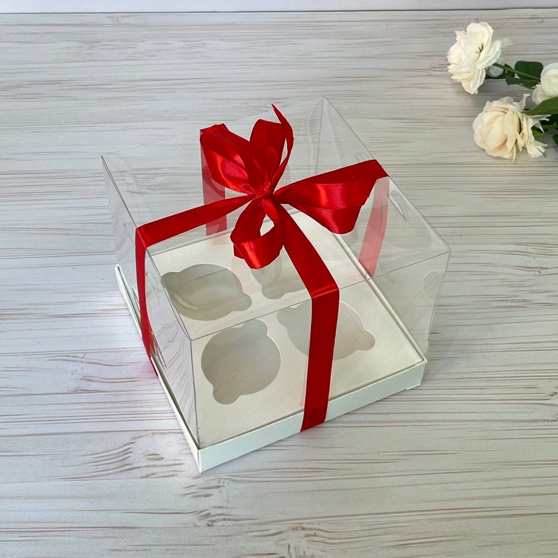 Transparente Box für 4 Cupcakes 180x180x100 mm/PET