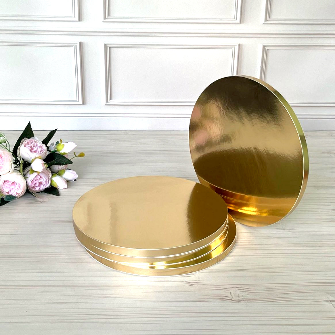 Tortenplatte Rund D25 cm (Gold, H12 mm), 5 Stück –
