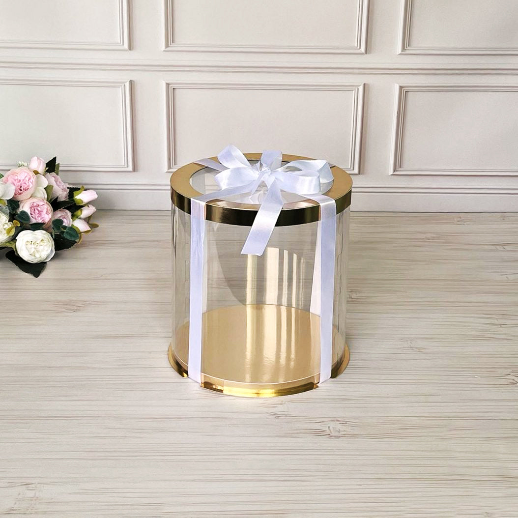 Box Verpackungsschachtel Transparent Rund GOLD mit Fenster