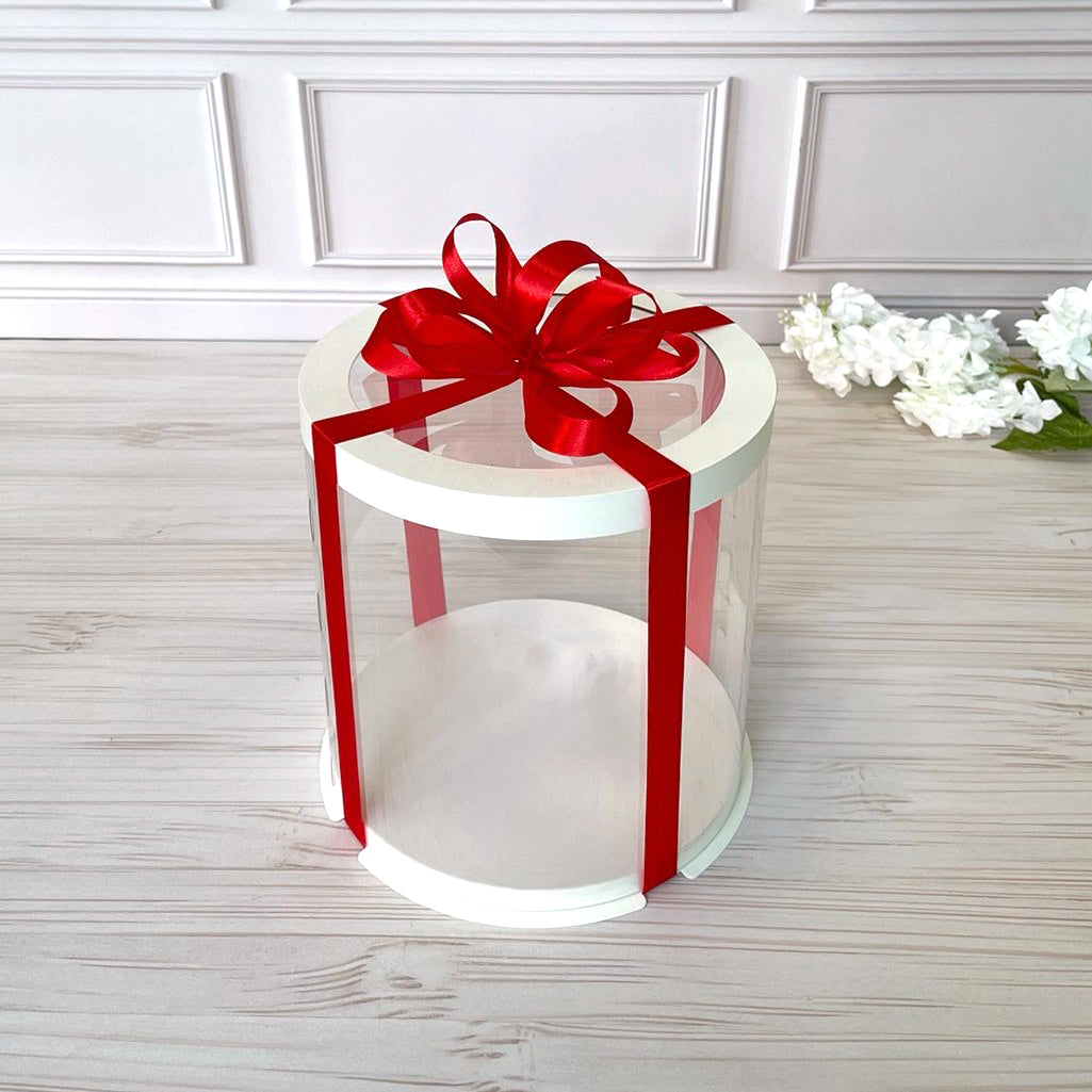 Box Verpackungsschachtel Transparent 20x30 cm Rund Weiß mit Fenster