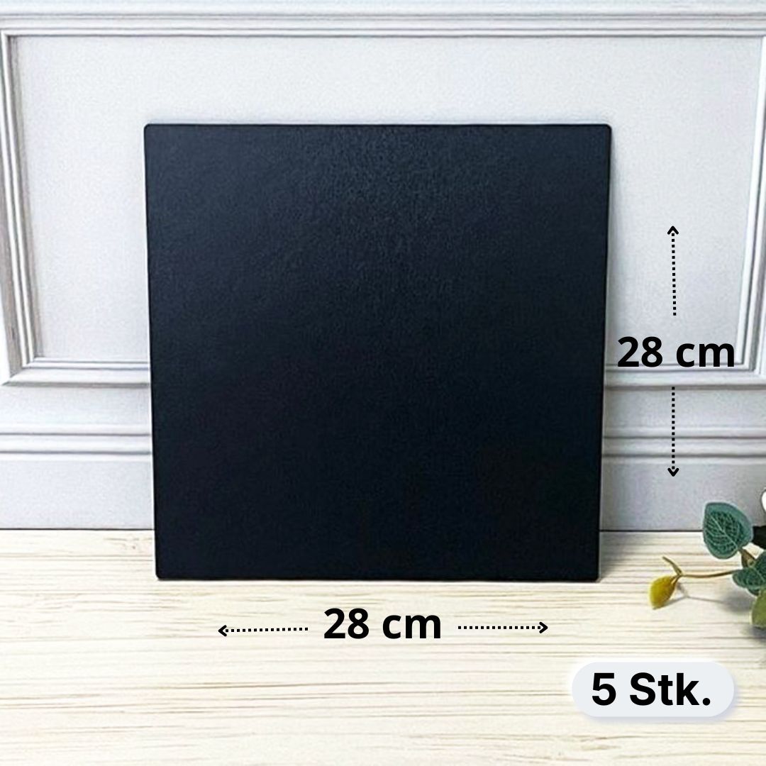 Tortenplatten, quadratisch, schwarz, 28х28, 3 mm, MDF, 5 Stück