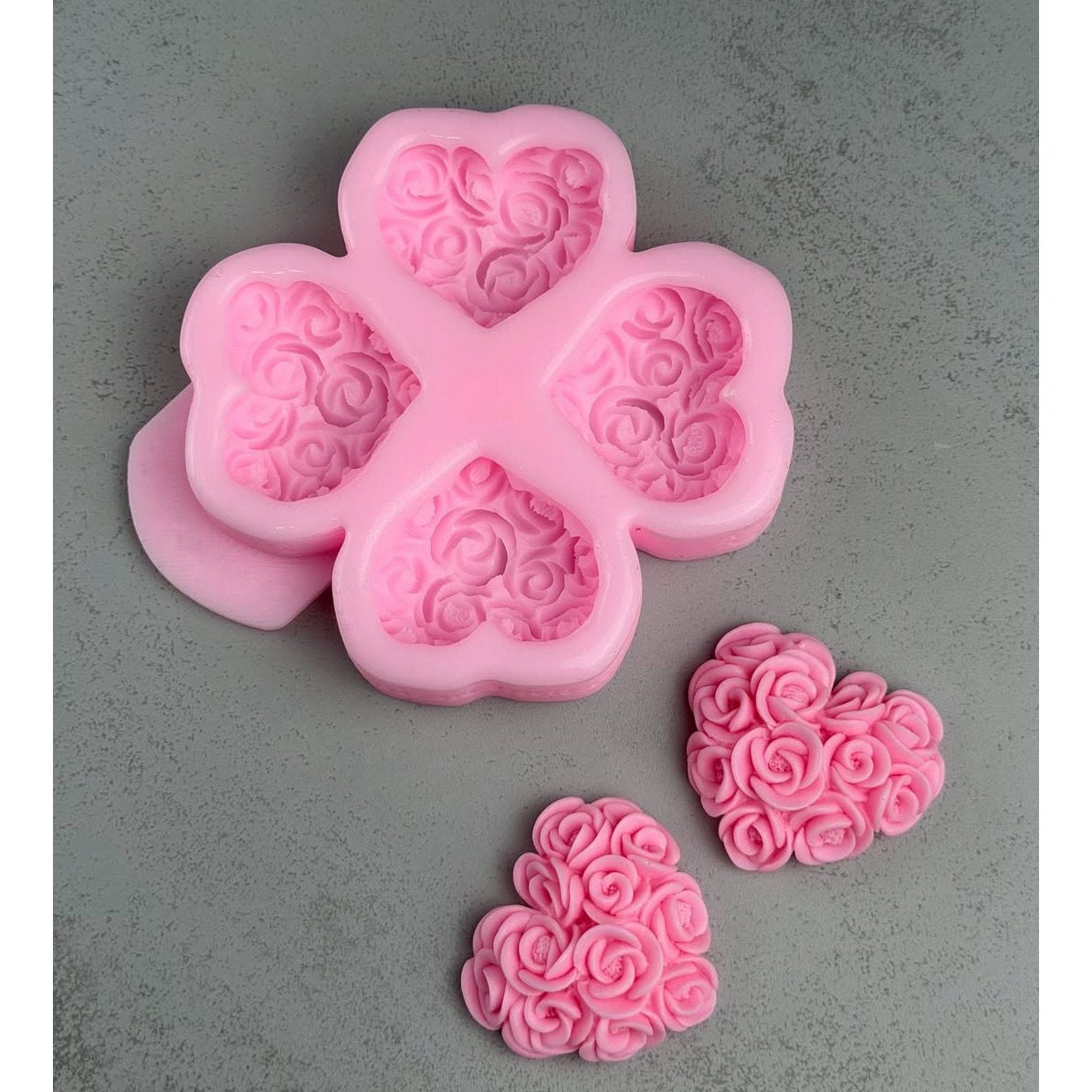 Silikonform Blumenherzen 3D