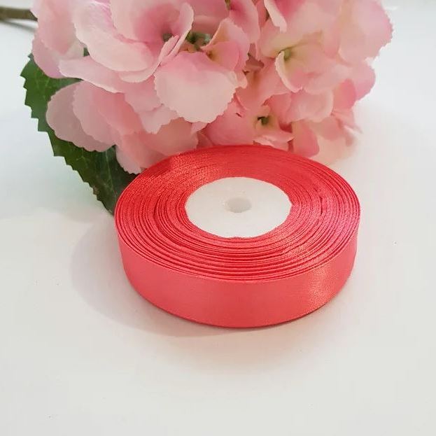Satinband 2 cm Koralle, 33 m Rolle