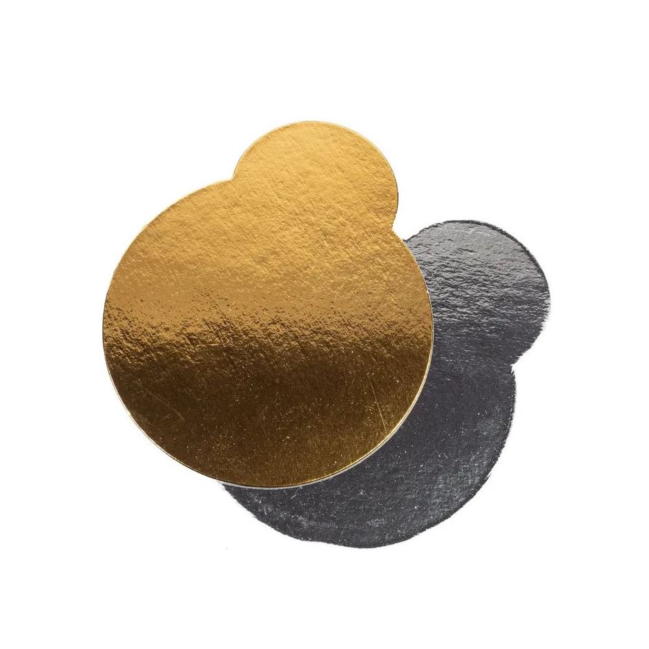 Tortenplatte mit Griff D 9cm, 1mm Gold/Silber - 10 Stk