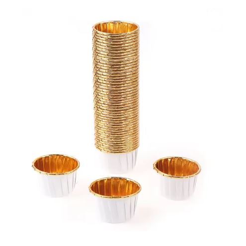Cupcake / Muffin Backförmchen, 25 Stk – weiß/gold
