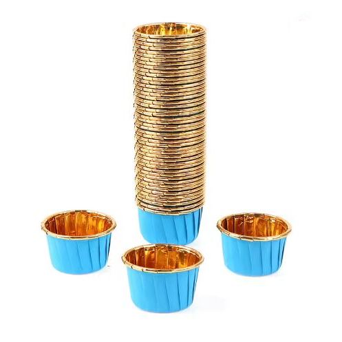 Cupcake / Muffin Backförmchen, 25 Stk – blau/gold