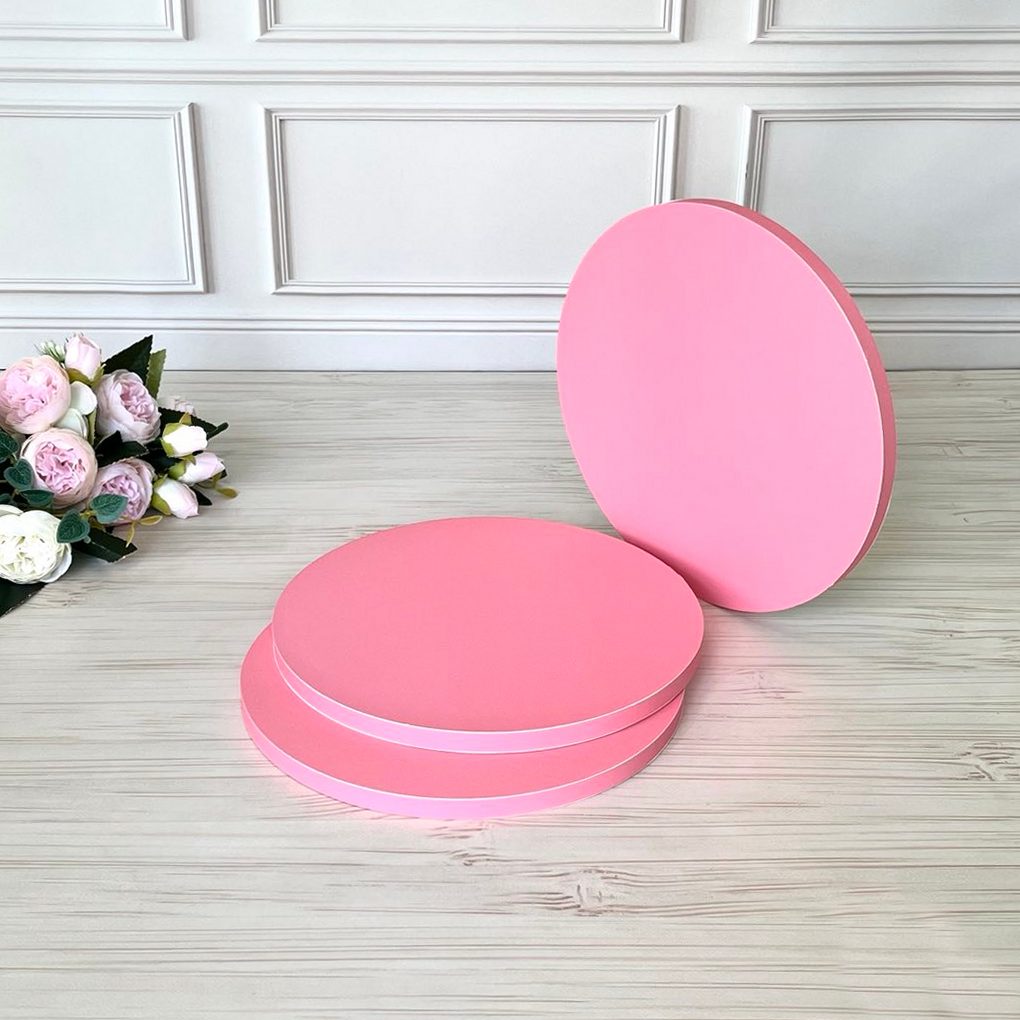 Tortenplatte Rund D25 cm (Rosa, H12 mm), 5 Stk –