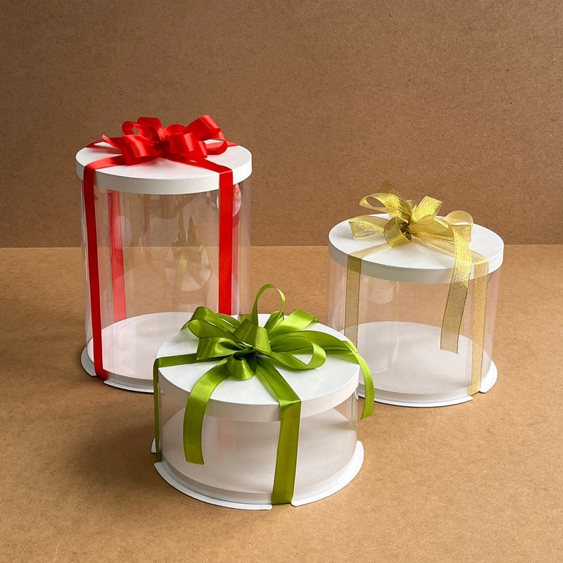 Box Verpackungsschachtel Transparent 20x30 cm Rund Weiß