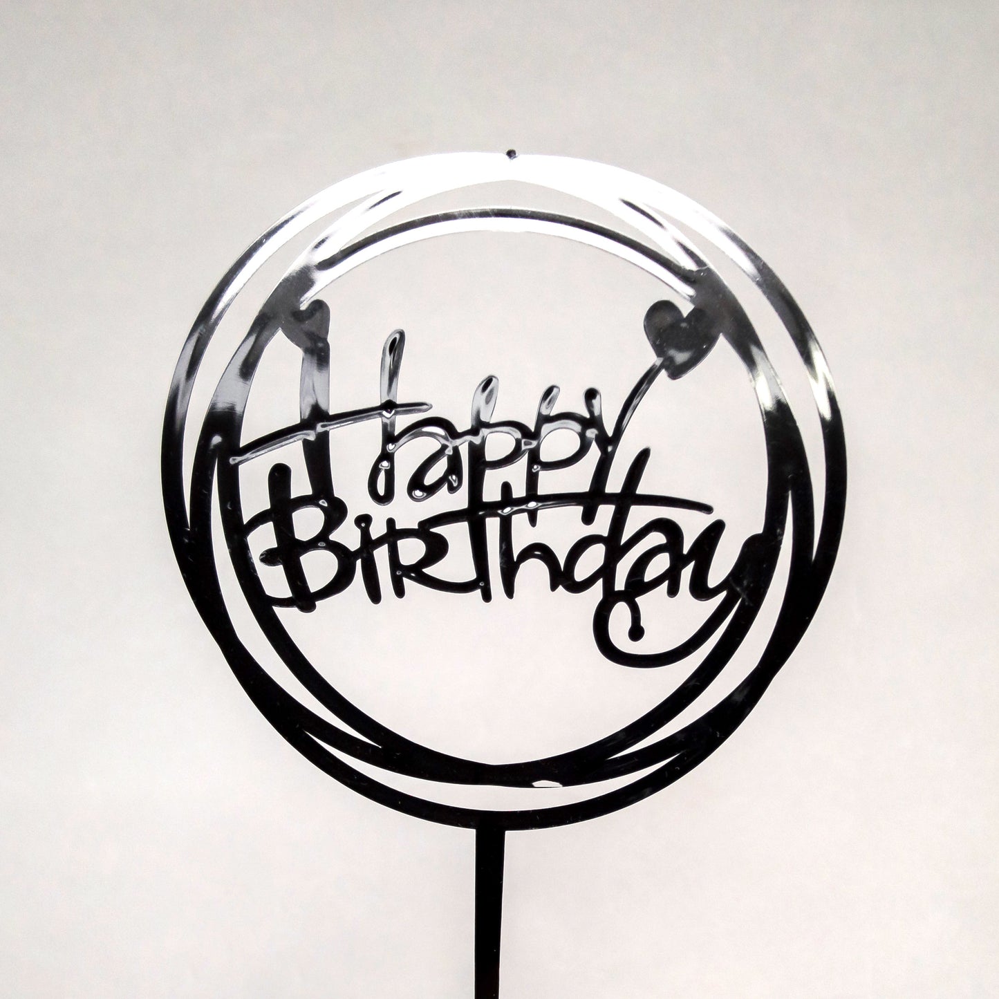 Cake Topper “Happy Birthday” runden Schwarz (Dekor 6)