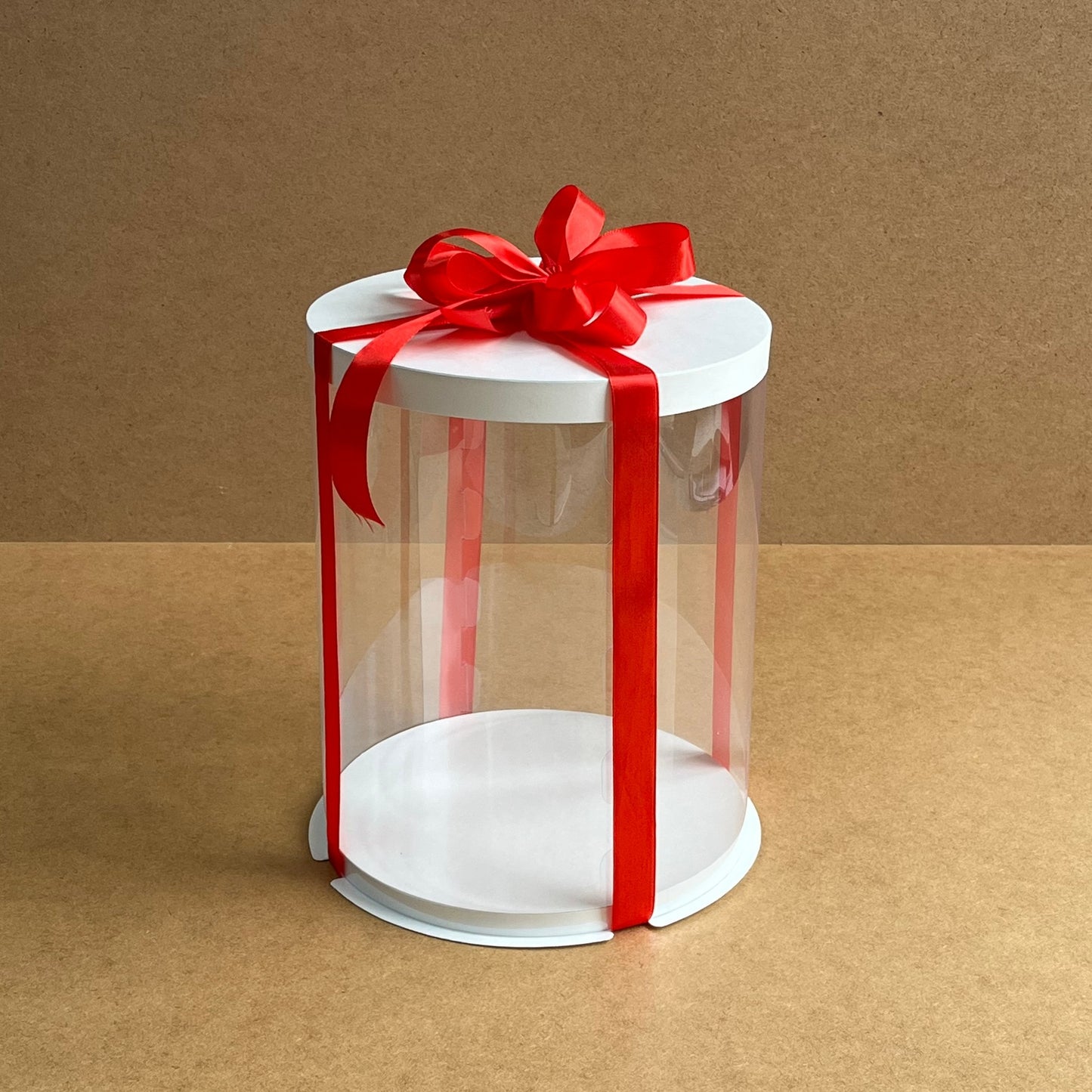 Box Verpackungsschachtel Transparent 20x25 cm Rund Weiß