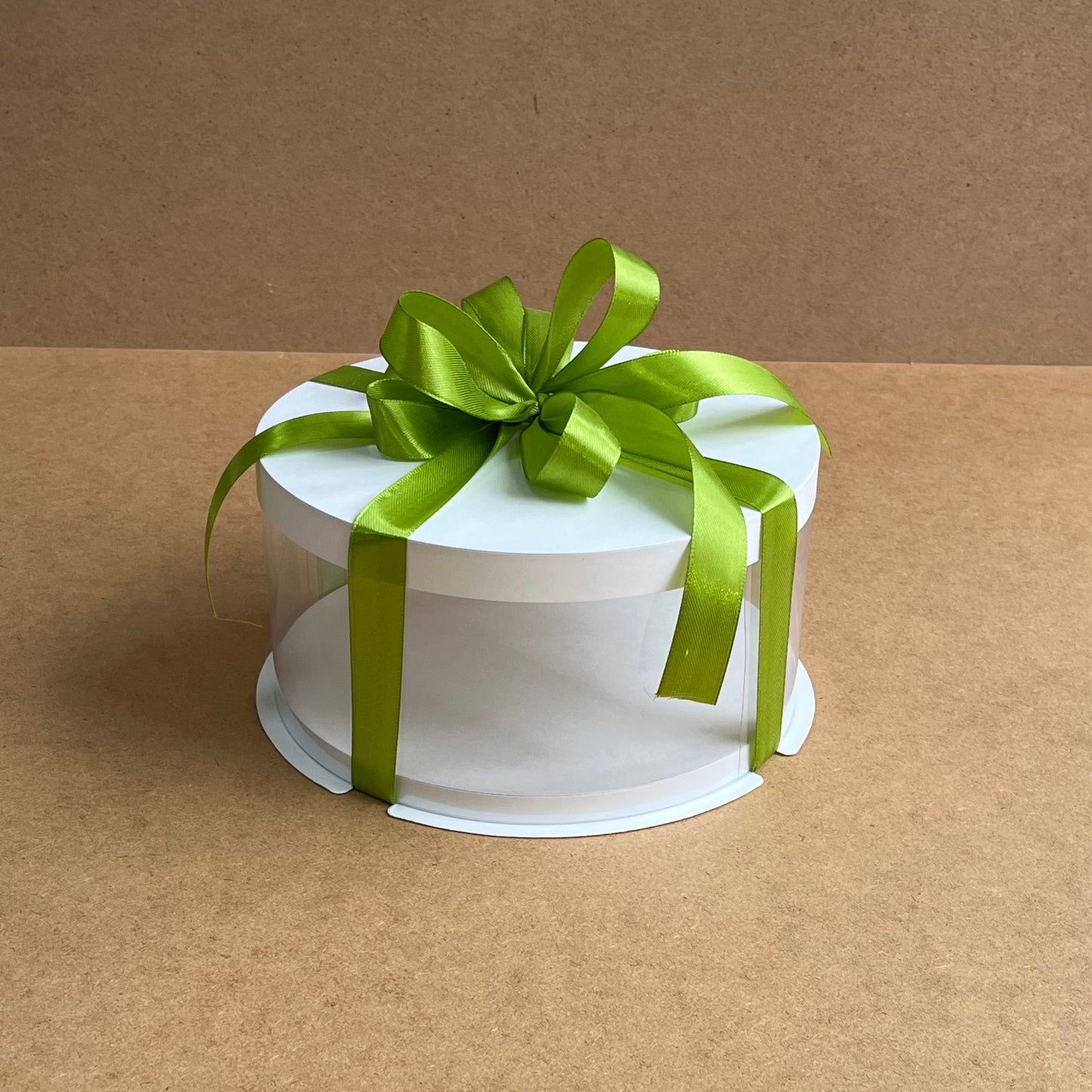 Box Verpackungsschachtel Transparent 20x10 cm Rund Weiß