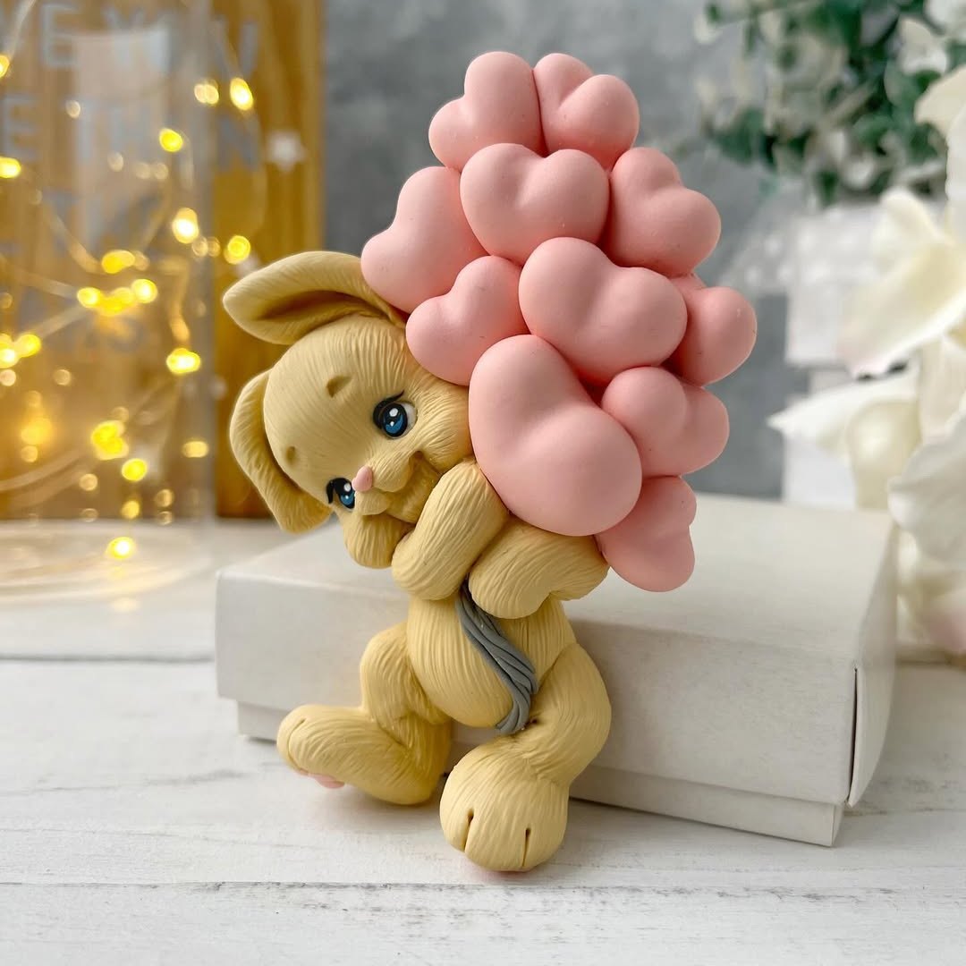 Silikonform Hase mit Herzen 2D