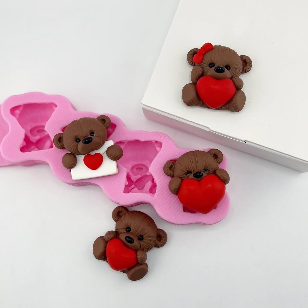 Silikonform Bären mit Herzen (Süßigkeiten)