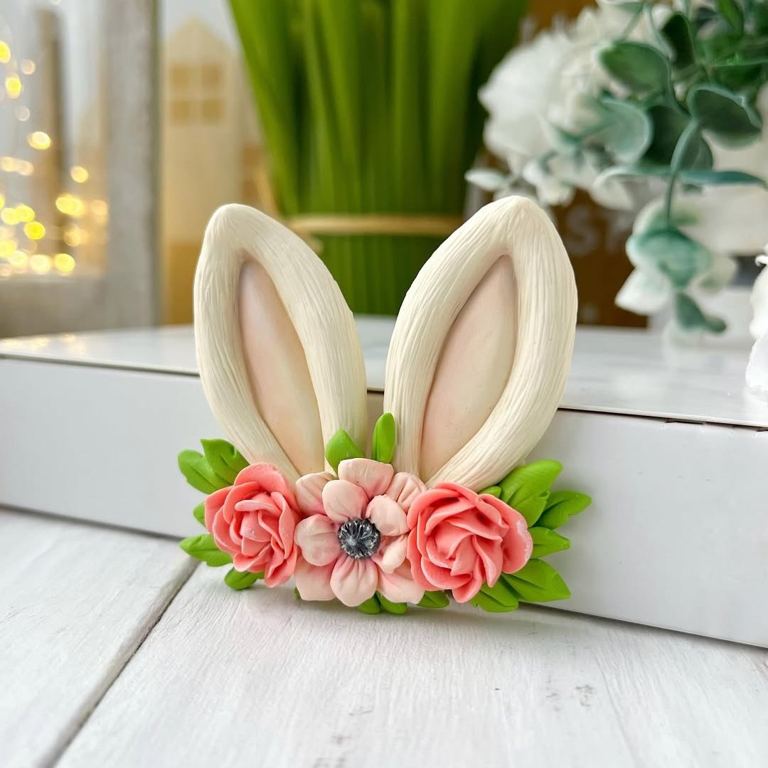 Silikonform Mini-Hasenohren mit Blumen