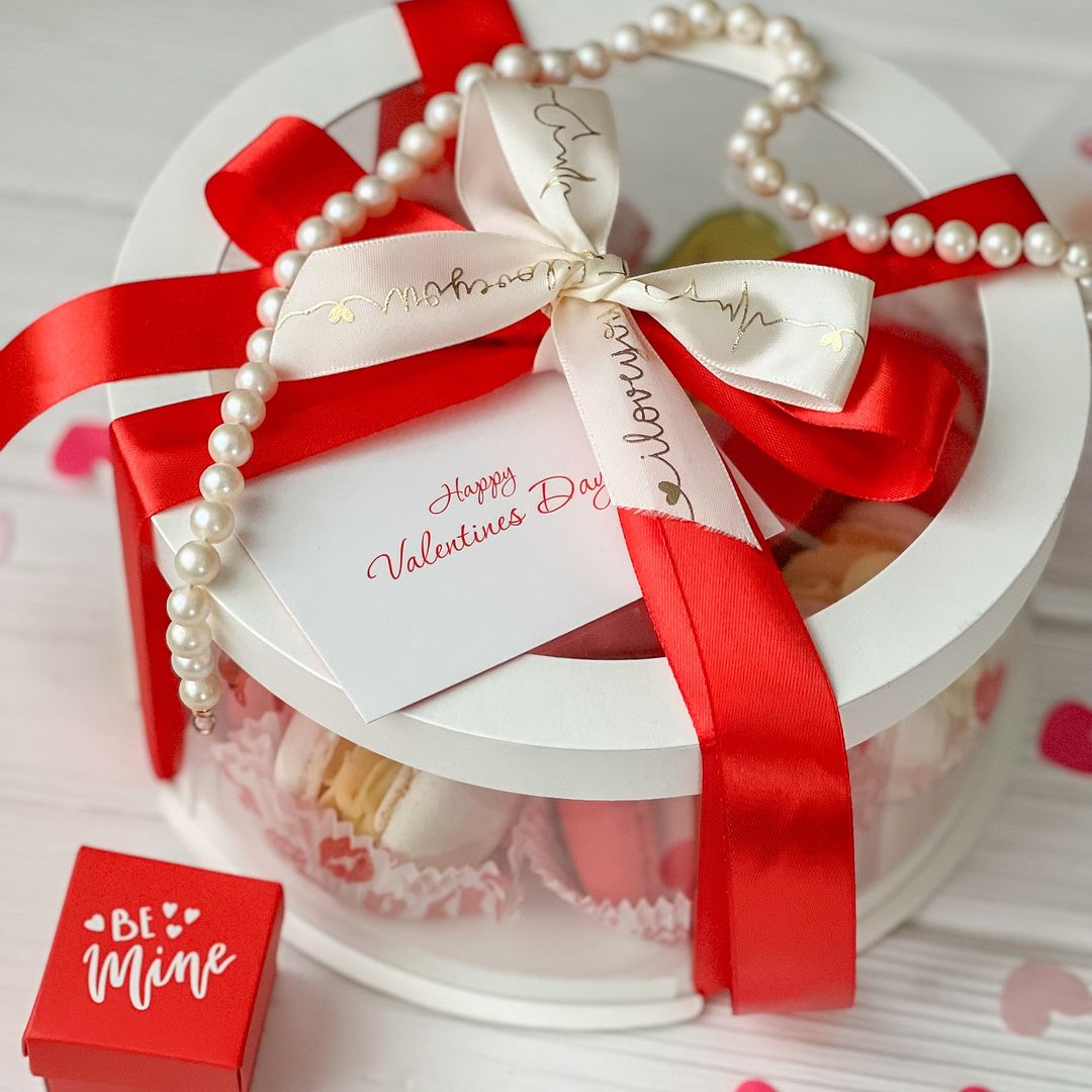 Box Verpackungsschachtel Transparent 25x10 cm Rund Weiß mit Fenster