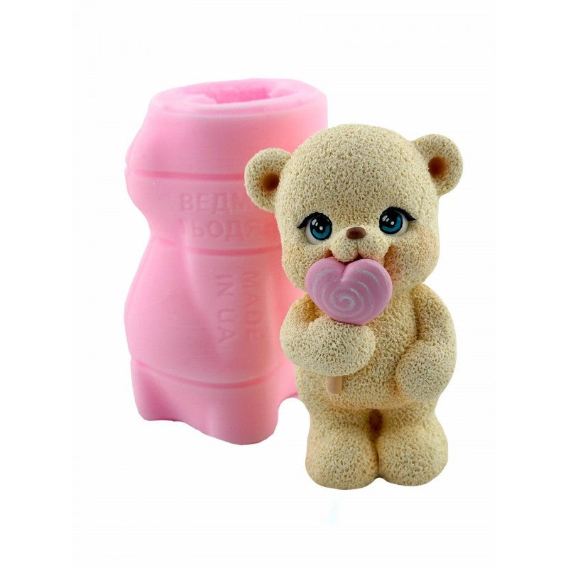 Silikonform Teddybär mit Lolli 3D