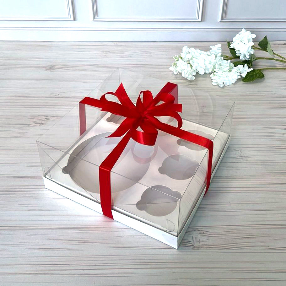 Transparent Box für 6 Desserts (Bento/cupcakes) 255x255x110 mm/PET