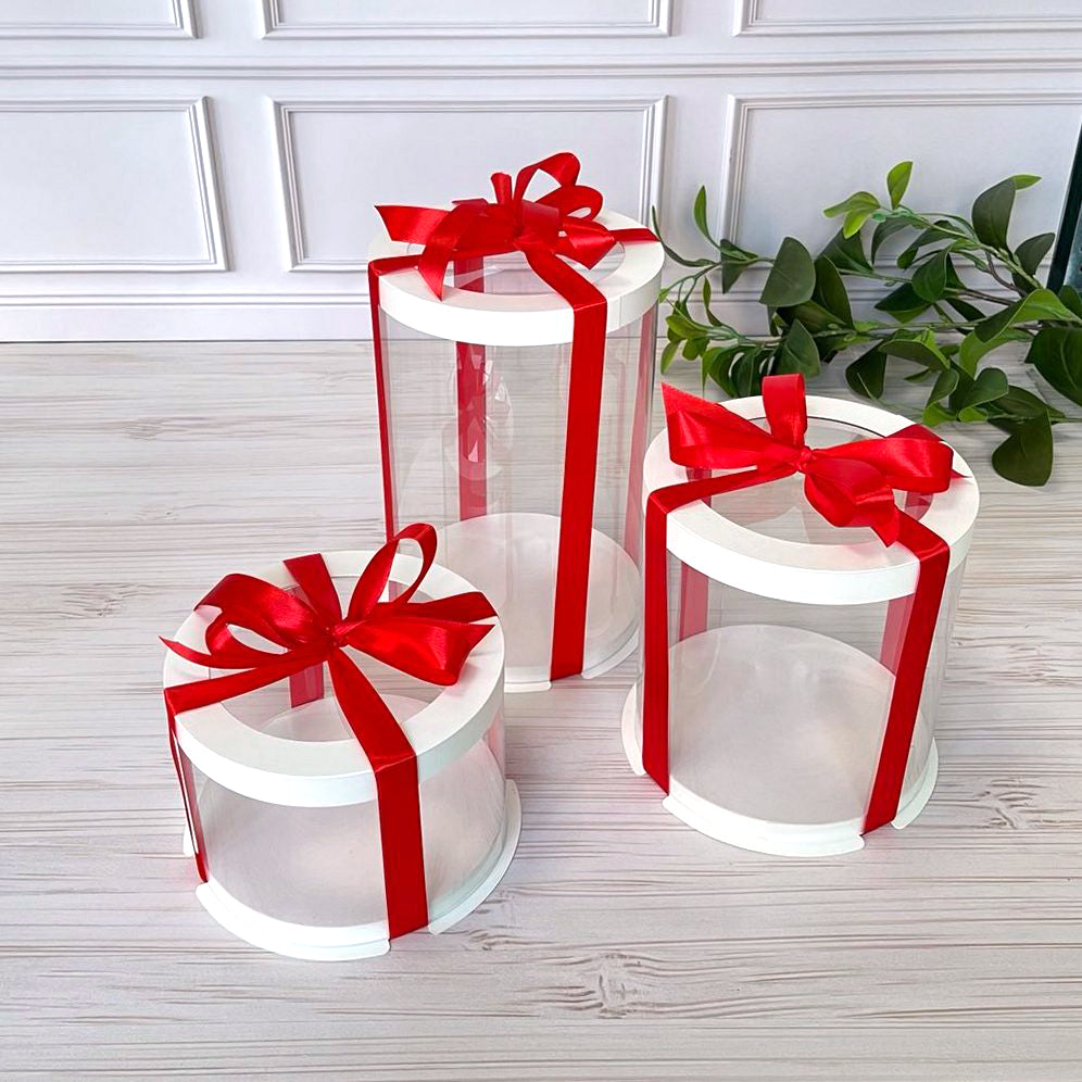 Tortenschachteln Transparent Rund mit Fenstern