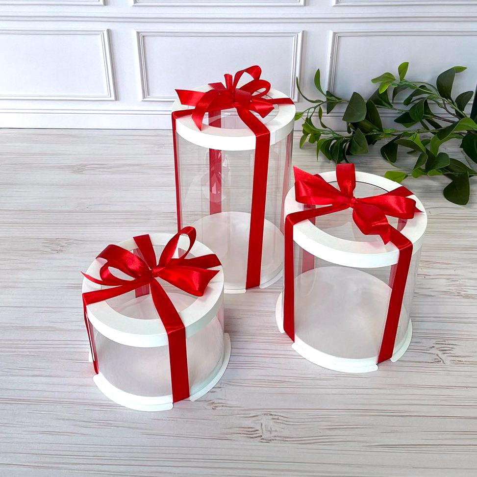 Tortenschachteln Transparent Rund mit Fenstern