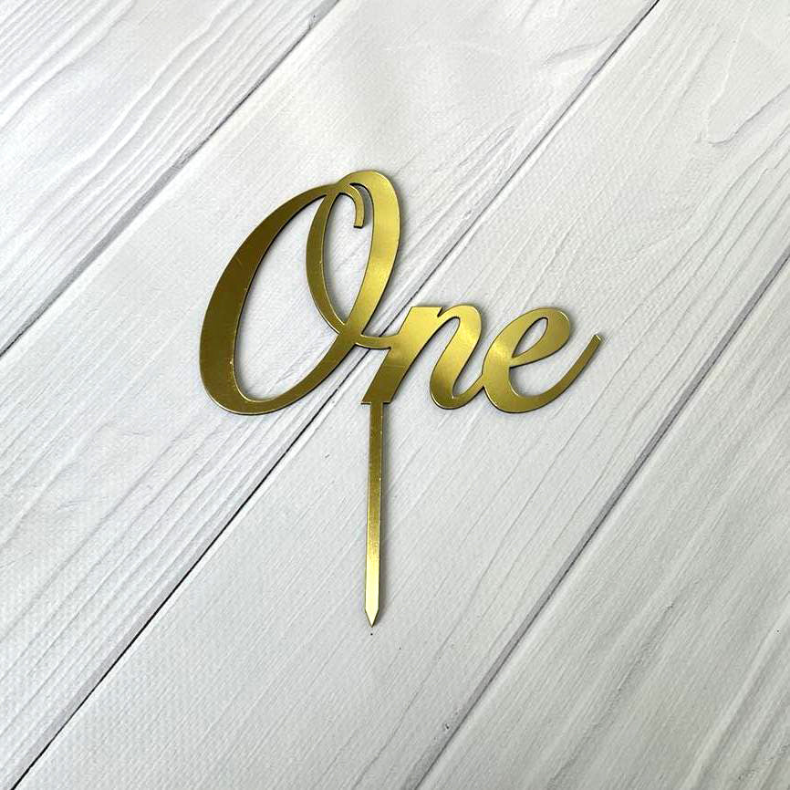 Cake Topper „One“ am Spieß, Gold (Dekor 14)