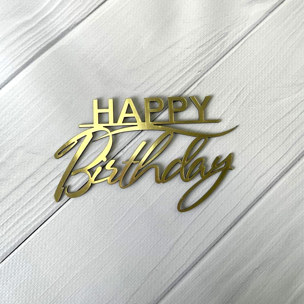 Cake Topper „Happy Birthday“ Gold (Dekor 10)
