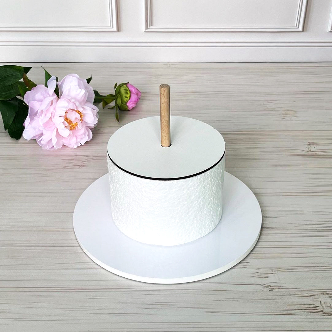 Mehrstöckiger stabiler Tortenboden D25 cm (Weiß, H10 mm, Loch 12 mm)