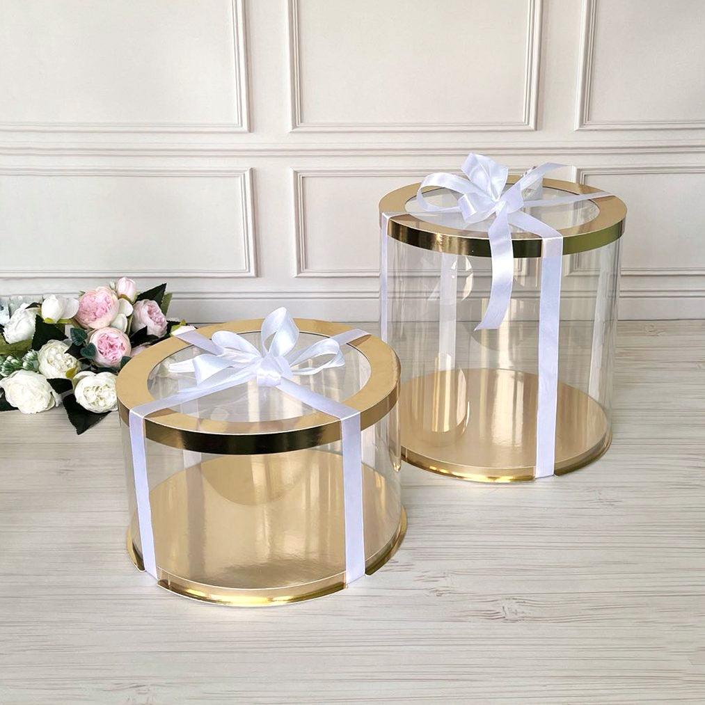 Box Verpackungsschachtel Transparent Rund GOLD