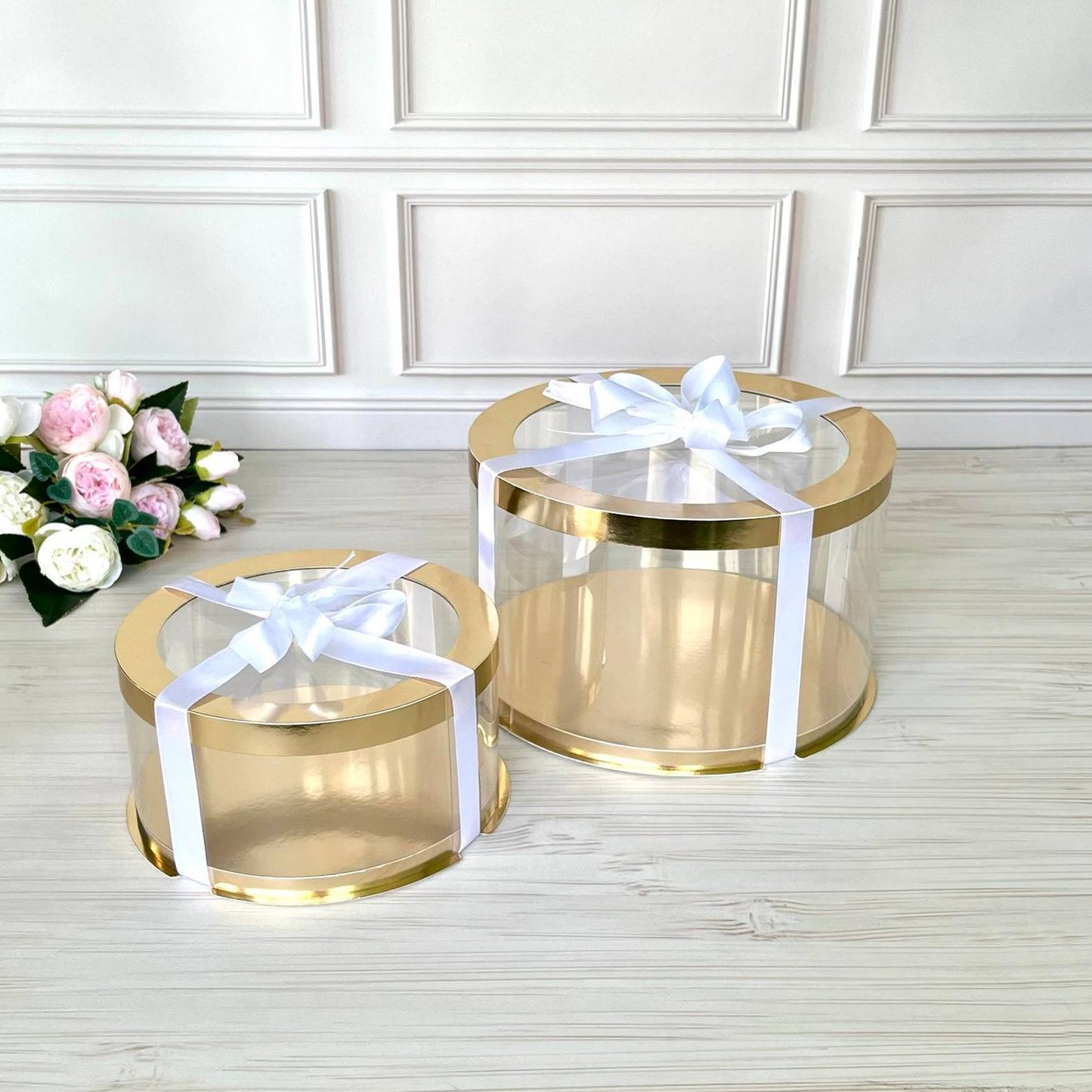 Box Verpackungsschachtel Transparent Rund GOLD