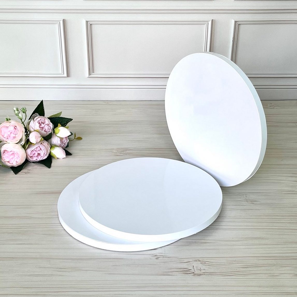 Tortenplatte 30 cm dick 12 mm weiß stabil – Cake Board rund (3 Stück) –