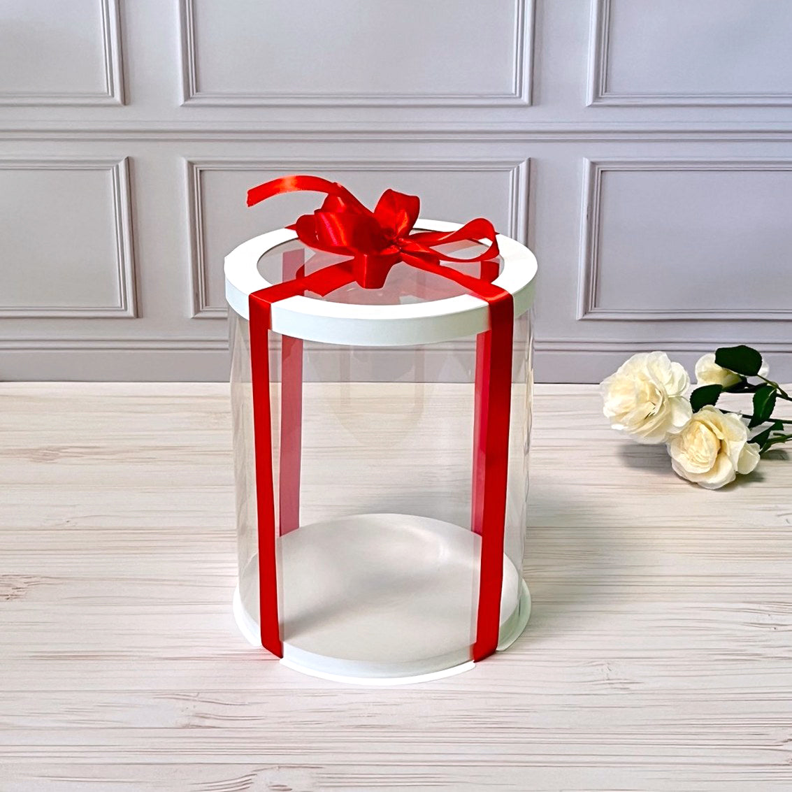 Tortenschachteln Transparent Rund mit Fenstern