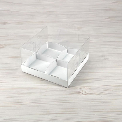 Transparente Box für 4 Desserts 180x180x100 mm