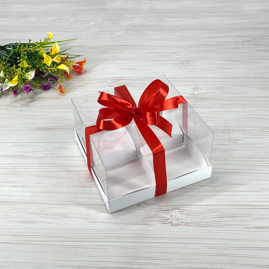 Transparente Box für 4 Desserts 180x180x100 mm