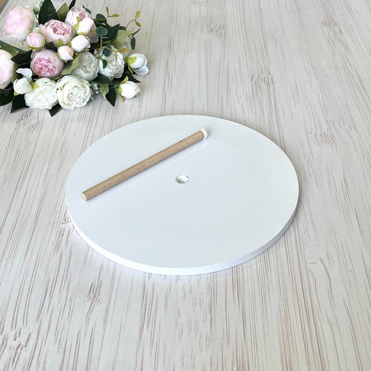 Set: Mehrstöckiger stabiler Tortenboden D30 cm (Weiß, H10 mm, Loch 12 mm) + Tortenmittelachse
