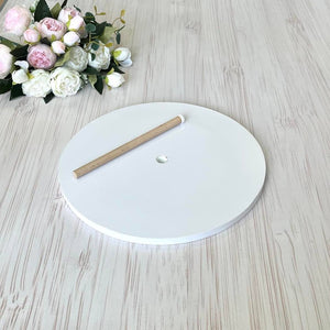 Set: Mehrstöckiger stabiler Tortenboden D30 cm (Weiß, H10 mm, Loch 12 mm) + Tortenmittelachse