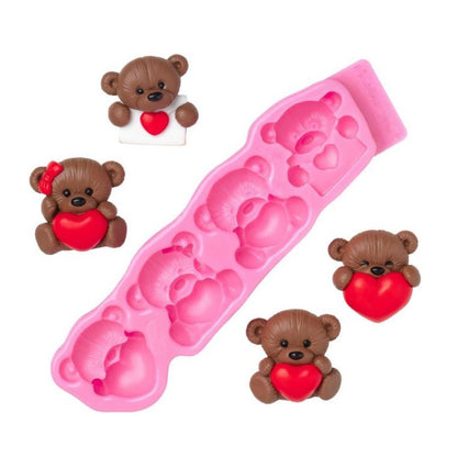 Silikonform Bären mit Herzen (Süßigkeiten)