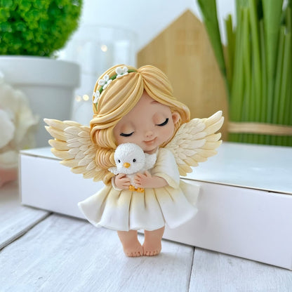 Silikonform Engelsmädchen mit Vogel 2D