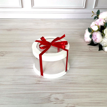 Box Verpackungsschachtel Transparent 12x8 cm Rund Weiß mit Fenster