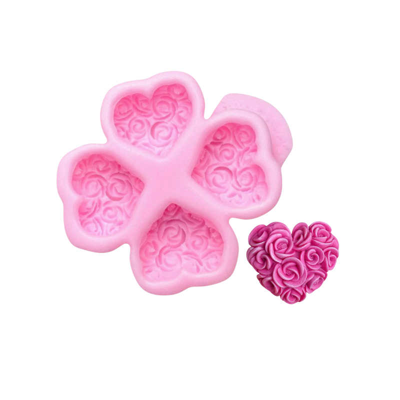 Silikonform Blumenherzen 3D