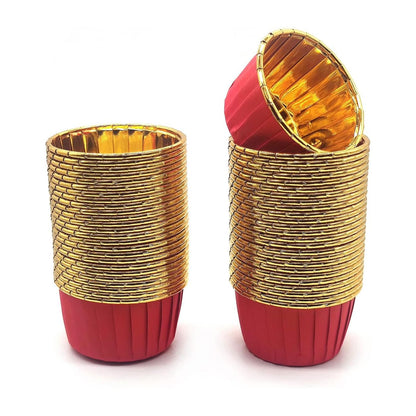 Cupcake / Muffin Backförmchen, 25 Stk – Rot/gold