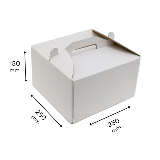 Kuchenboxen aus Karton mit praktischen Handgriffen in verschiedenen Größen.