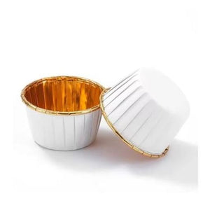 Cupcake / Muffin Backförmchen, 25 Stk – weiß/gold