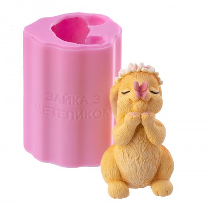 Silikonform Hase mit Schmeterling 3D